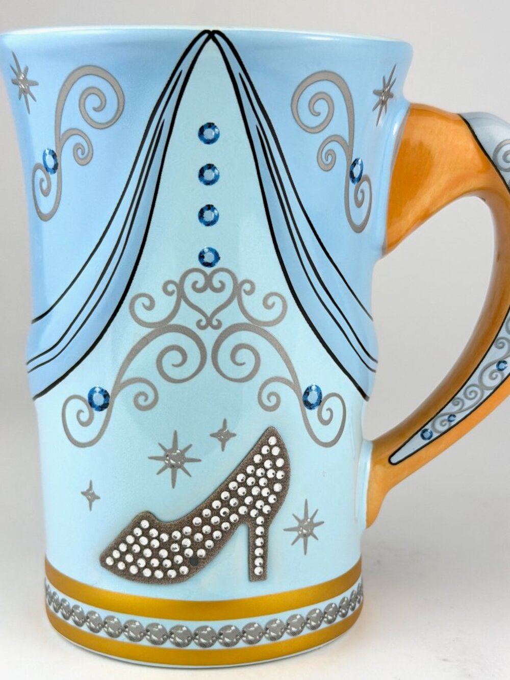 Disney Parks Cinderella Light Blue Dress Slipper Pumpkin Carriage Coffee Mug